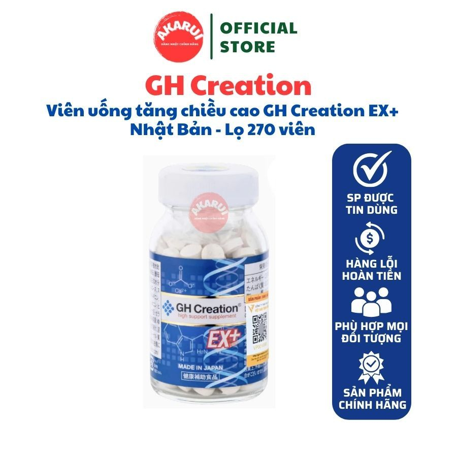 Viên uống tăng chiều cao GH Creation Ex+ Nhật Bản 270 viên (Nhập khẩu tem phụ chính hãng)