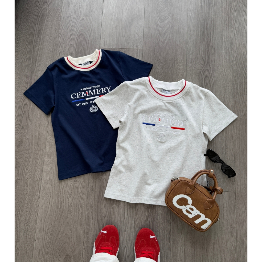 Áo Baby Tee CEMMERY Local Brand Chính Hãng Ivy Baby Tee Cotton 2 Chiều Cổ Dệt Bản To Hình Thêu 2 Màu | BigBuy360 - bigbuy360.vn