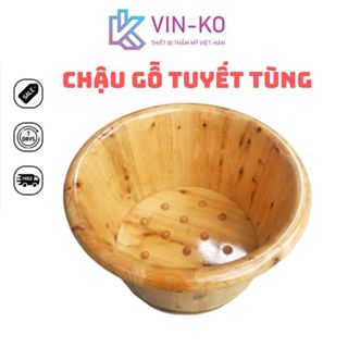  Chậu gỗ ngâm chân bo viền-KHÔNG THẤM MỐC-chậu ngâm chân gỗ tuyết tùng 