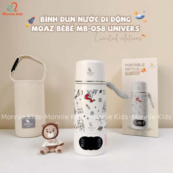 Bình đun nước pha sữa di động cho bé Moaz BeBe MB058 , ấm đun nước siêu tốc giữ nhiệt - Monnie Kids