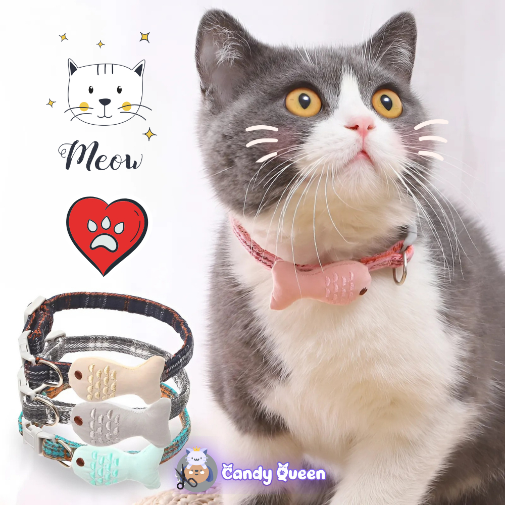 Vòng Cổ Cho Chó Mèo Thú Cưng Có Đính Họa Tiết Con Cá Dễ Thương