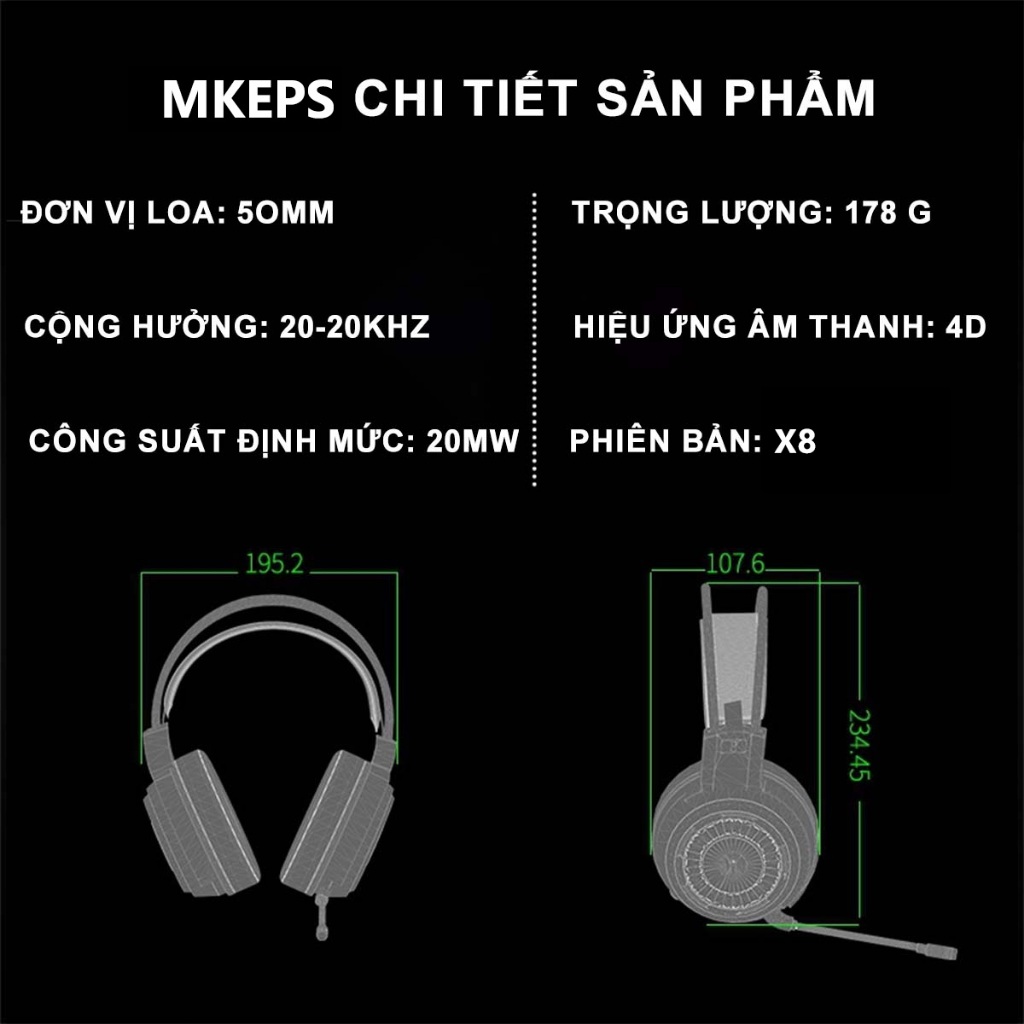 Tai nghe chụp tai có dây gaming MKEPS G108, Bass Mạnh, Chống Ồn, Đeo Thoải Mái 8 Giờ | BigBuy360 - bigbuy360.vn