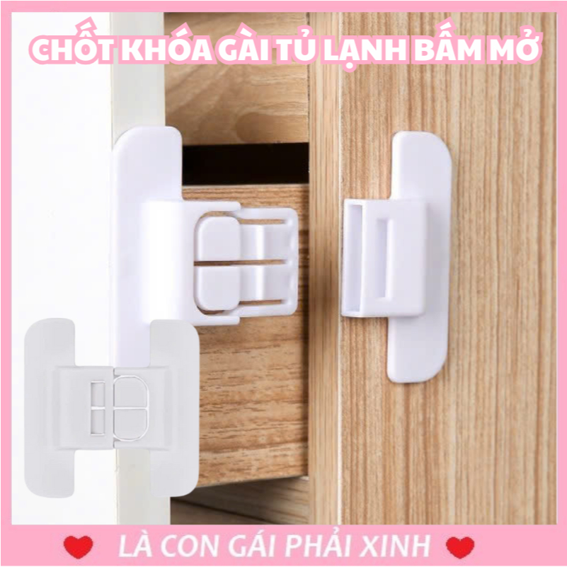 COMBO 5 Khóa Cửa Tủ Lạnh Gia Đình An Toàn Cho Bé Móc Khóa Ngăn Kéo Tủ Bấm Mở Đa Năng Tiện Ích #