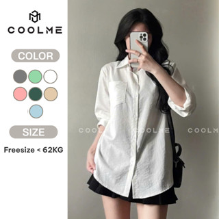 Áo sơ mi nữ tay dài freesize Coolme, áo kiểu nữ sơ mi khoác ngoài form rộng chất đũi xước ít nhăn