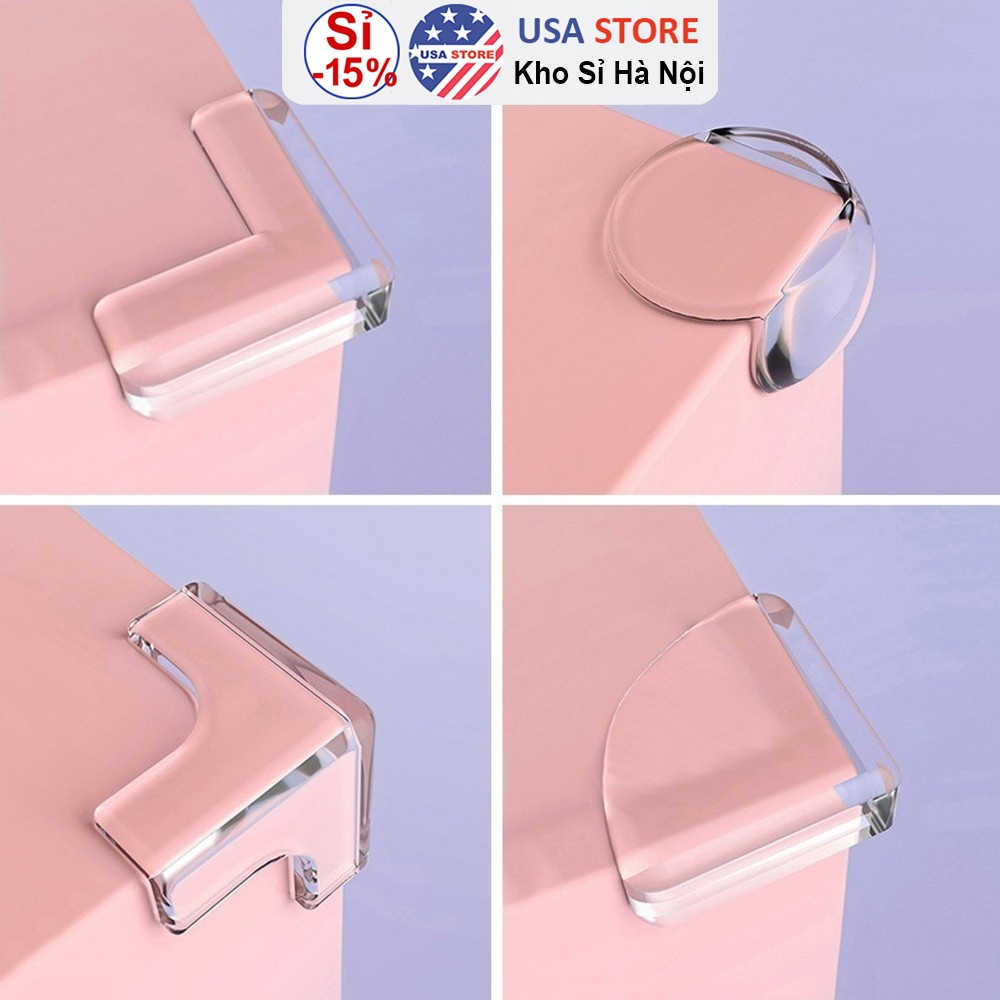 Combo 10 Miếng Silicon Bọc Cạnh Bàn - Bịt Che Góc Nhọn Trong Suốt- Tránh Va Đập Cho Bé (Trái Tim/Mặt Cười/Đầu Tròn)