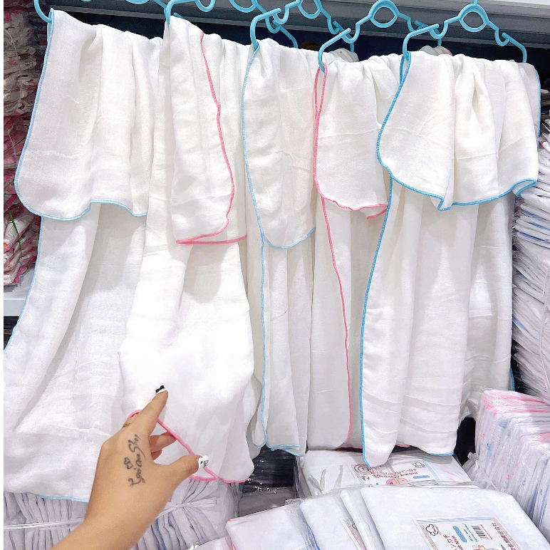 MiX 3C/5C Khăn tắm xô truyền thống Baby trắng 70x70cm,dùng làm khăn tắm khăn cuốn bé,Vải xô gạc mau khô