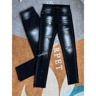  Quần bò jean nam dài amiri đen thêu túi đắp đẹp mẫu mới hot,chất jean co giãn vải đẹp giá tốt 
