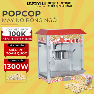 Máy Nổ Bỏng Ngô Bằng Điện, Máy Làm Bắp Rang Bơ 1300W Tủ Kính Bảo Hành 12 Tháng