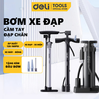 Bơm Xe Đạp Xe Máy Deli Tools Tích Hợp Đồng Hồ Áp Suất Tối Đa 160 psi Nhỏ Gọn Dễ Mang Theo Mọi Nơi