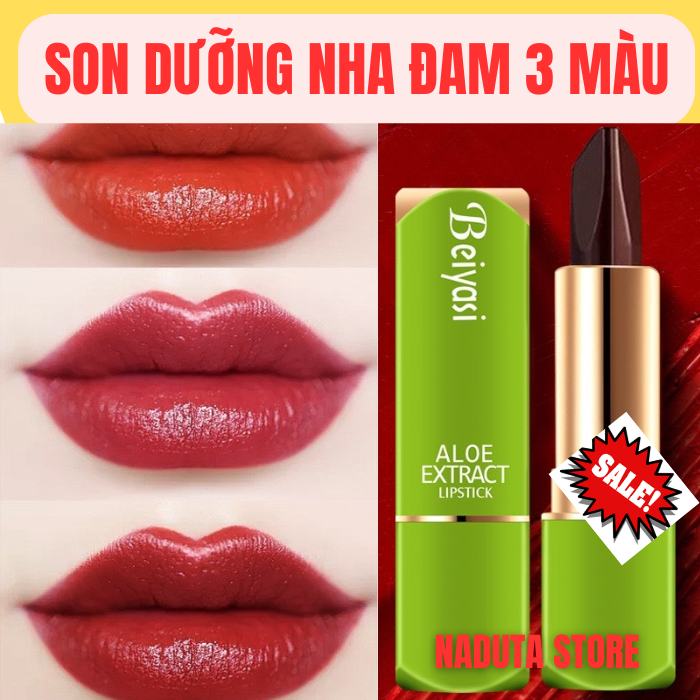 Son dưỡng môi nha đam 3 in1 VIBELY dưỡng ẩm, lâu trôi, khử thâm môi, son dưỡng môi 3 trong 1