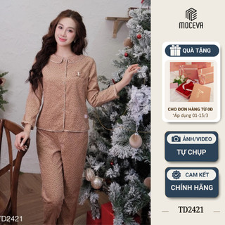 Đồ Bộ Nữ Mặc Nhà MOCEVA Nâu Nhạt Điểm Nhấn Hoa Nhí Trẻ Trung Thanh Lịch TD2421