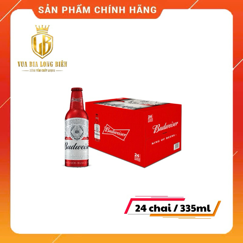 [Thùng 24 Chai] Bia Budweiser Aluminum 355ml  King of Beer, Nồng Độ 5%, Bia Mỹ Chính Hãng, Vị Đậm Đà