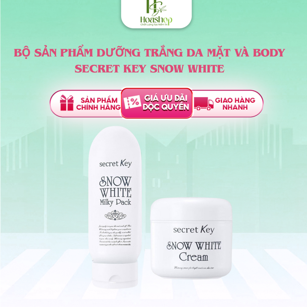 Bộ dưỡng trắng da toàn diện Secret Key (Snow White Cream 50g + Snow White Milky 200g)