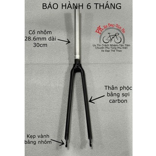  Phuộc trước xe đạp bằng sợi carbon bánh 700c Càng xe đạp carbon bánh 700c dùng phanh vành Càng xe đạp carbon cổ nhôm 