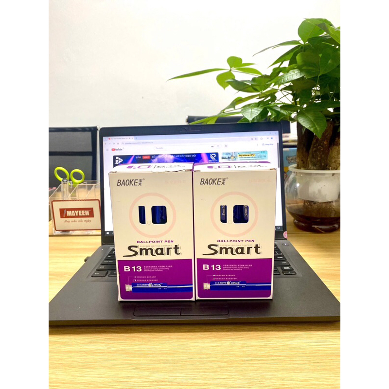 Hộp 48 chiếc bút bi bấm Baoke B13 nét 1.0mm bút bi nét to loại xịn có bọc, bút bi B13 thân xanh bọc 