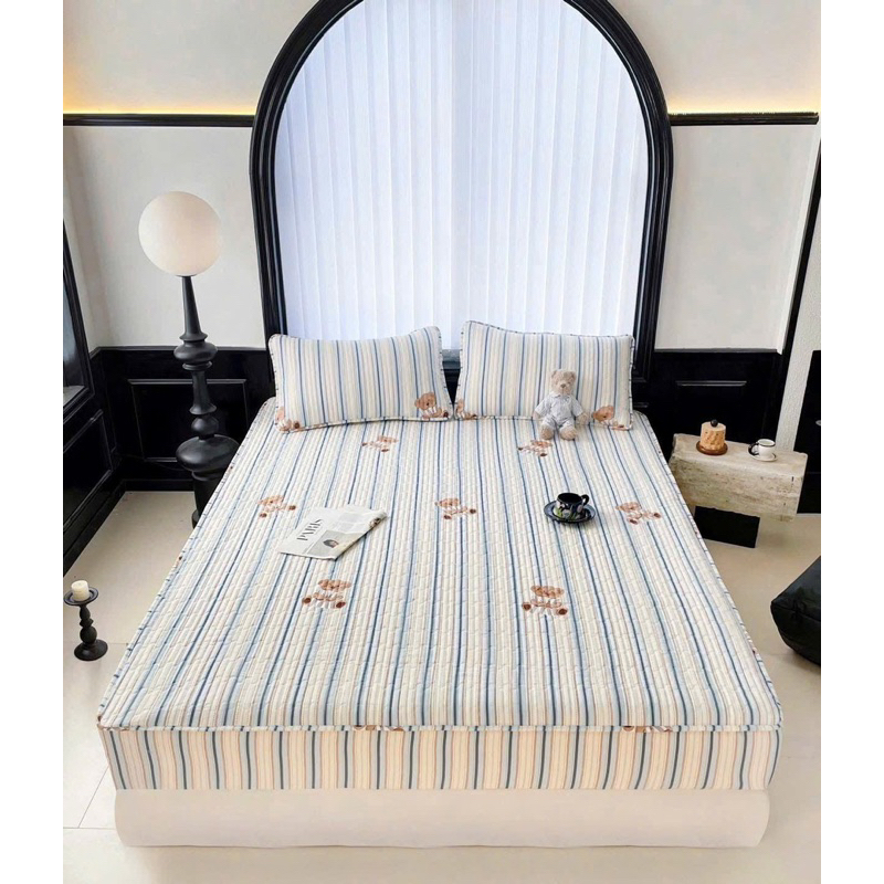 Bộ Ga Gối Cotton Bambo chần bông cao cấp đủ kích thước m6x2m, m8x2m,2mx2m2