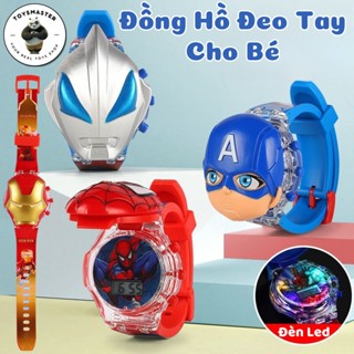 Đồ Chơi Đồng Hồ Đeo Tay Hình Siêu Nhân,Người Nhện,Sanrio Kuromi,Melody Hiển Thị Ngày Giờ Có Đèn Led Phát Sáng Cho Bé