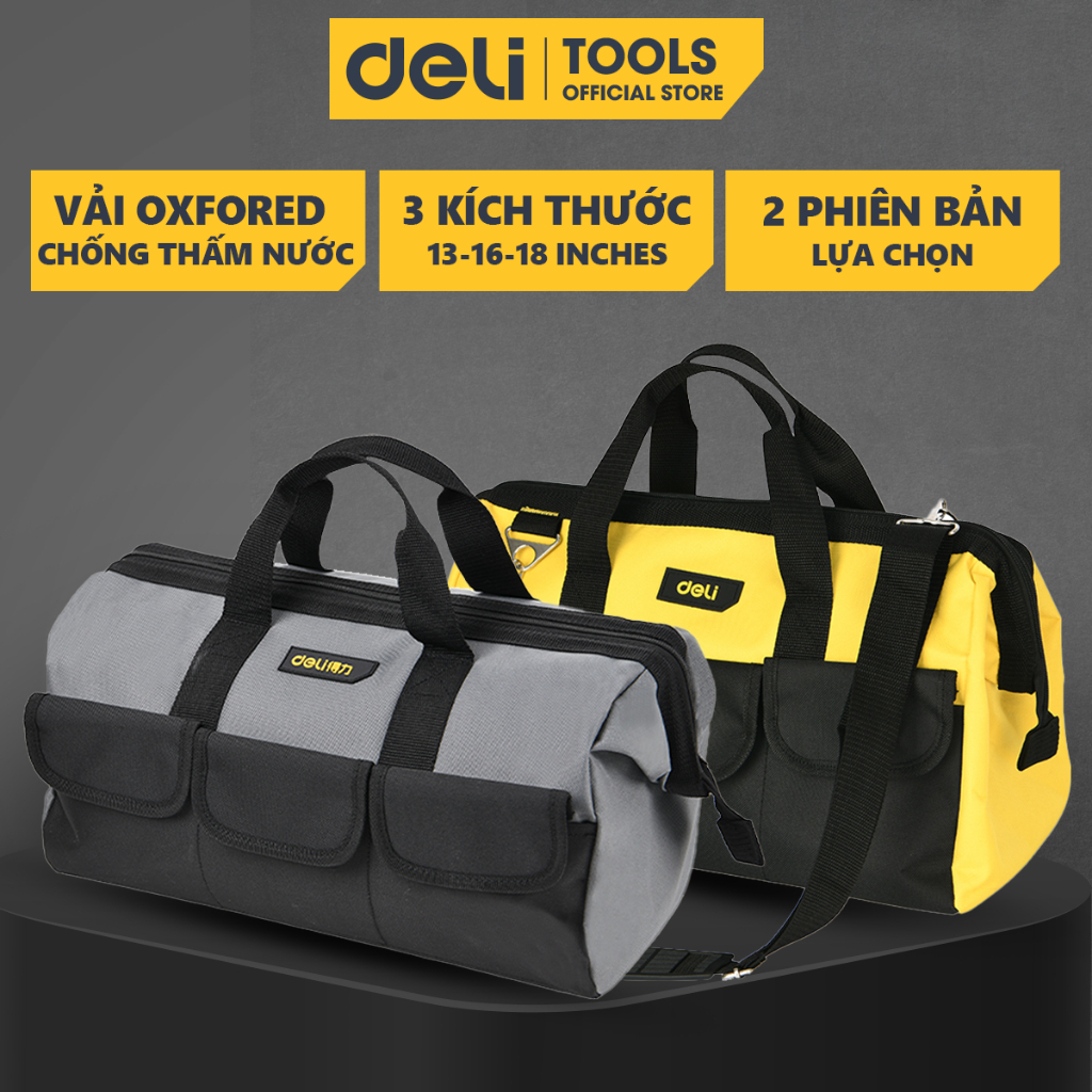 Túi Đựng Đồ Nghề Dụng Cụ Sửa Chữa Deli Chất Liệu Vải Oxford Chống Thấm Nước Thiết Kế Nhiều Ngăn To