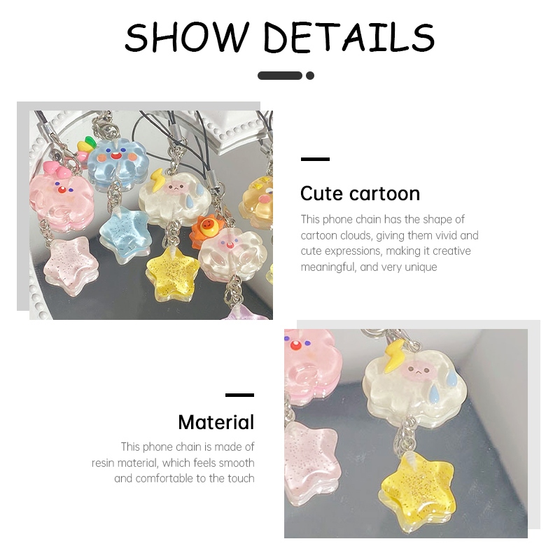 lichee1🌷Dây Đeo Điện Thoại Màu Kẹo Ngọt Hình Đám Mây Ngôi Sao Đám Mây Hoạt Hình Đáng Yêu Cho Nữ | BigBuy360 - bigbuy360.vn