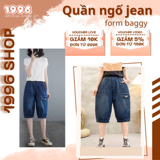    M15  Quần ngố jean Quần bò dáng lửng form baggy màu xanh đen phong cách thời trang năng động 