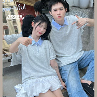Áo Polo Ngắn Tay Couple Mix Cổ Sơ Mi Chất Liệu Tăm Hàn TOSUN T23