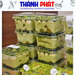  100 Hộp nhựa vuông 400ml mẫu mới đựng bánhô long nhài nhãn - Hộp vuông đựng bánh mousse - Hộp đựng bánh tiramisu JLH10-6 