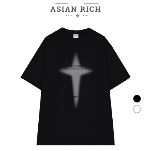 Áo Thun Asian Rich Premium Tee Chữ Thập hào Quang Xám Đen Halo Cross Grey Headstrong Mid