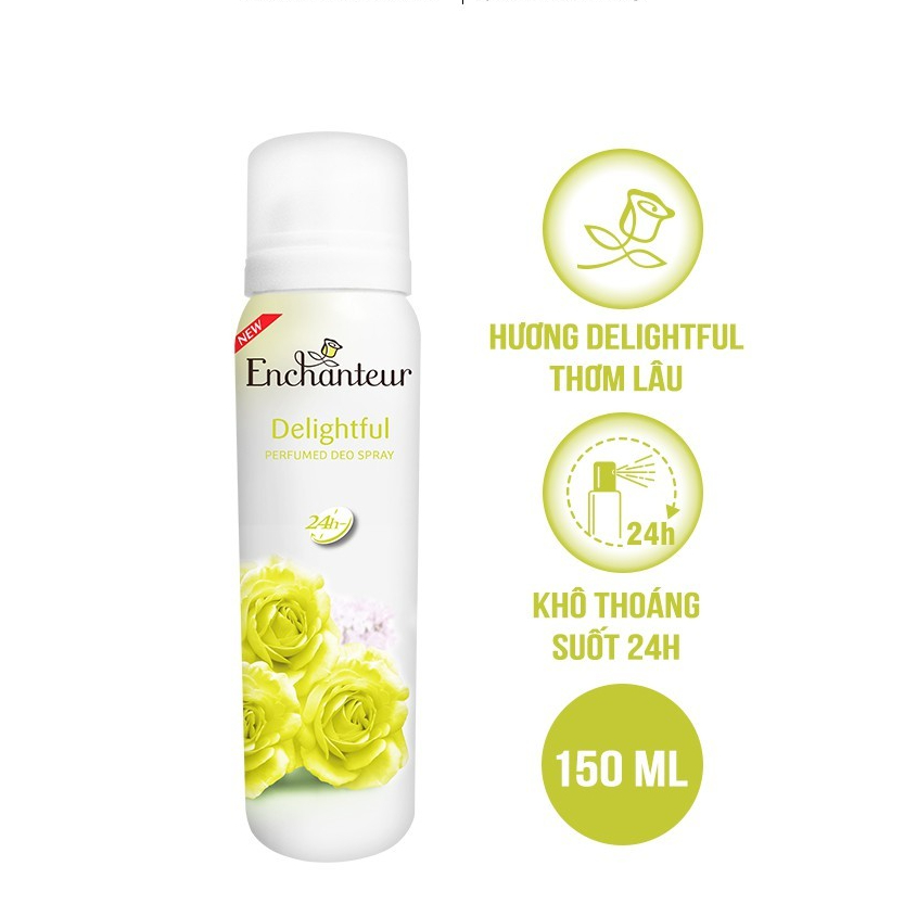 Xịt khử mùi nước hoa Enchanteur Delightful ngăn mồ hôi & mùi cơ thể 150ml