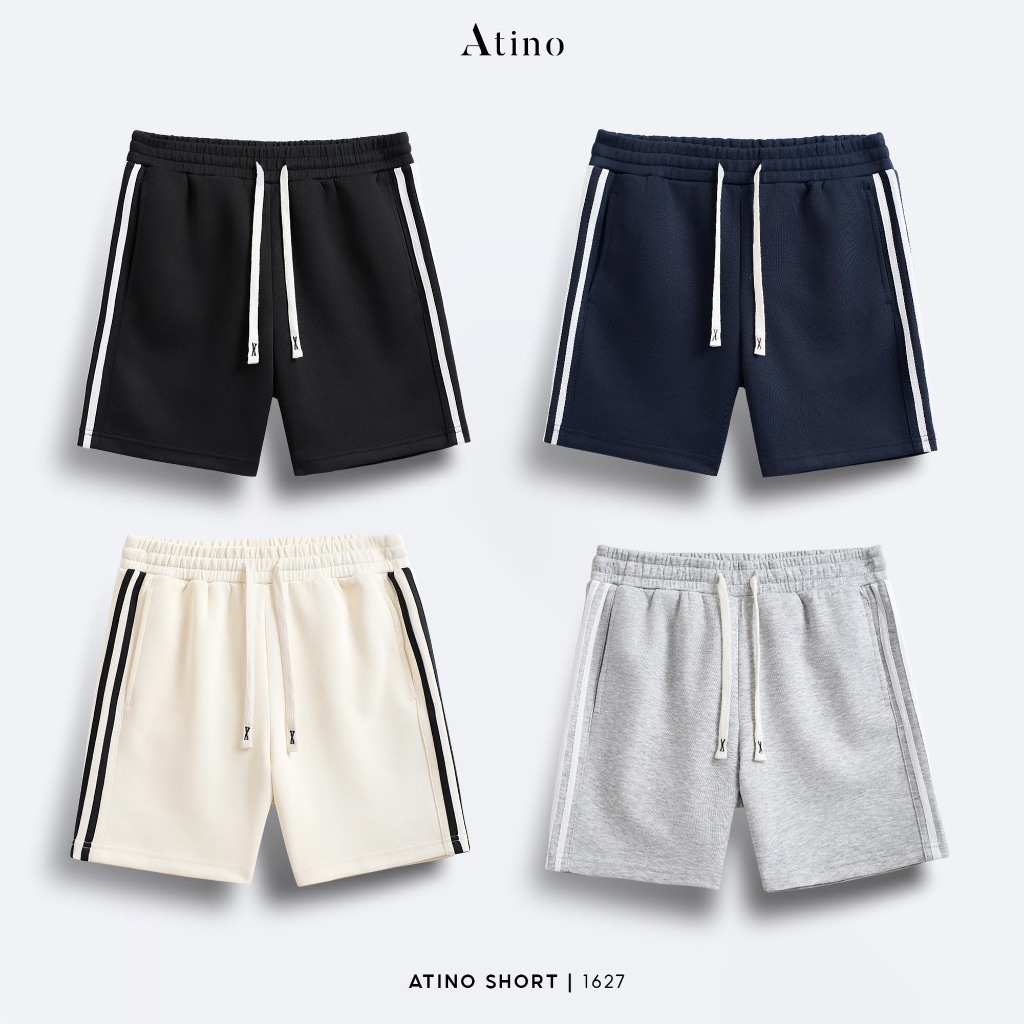 Quần Short Nam Trơn Phối Sọc ATINO Chất Liệu Thoáng Mát Dáng Trẻ Trung Form Fitted L.5.1627