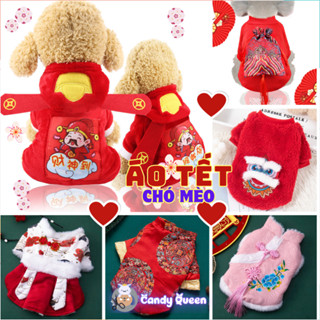Áo Cho Chó Mèo Thú Cưng Nhiều Họa Tiết Đẹp Thần Tài, Túi Gấm, Bao Lì Xì Dịp Lễ Tết Năm Mới TẾT 2025