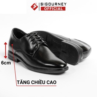 Giày Tây Nam Tăng Chiều Cao 6cm SIGOURNEY Chất Liệu Da Bò Màu Đen SIG-41 Bảo Hành 18 Tháng