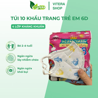 [10 cái] Khẩu Trang Trẻ Em 6D Kids JUNO MASK Ôm Sát Mặt Lọc Bụi Bẩn Ngăn Ngừa Vi Khuẩn 2 - 8 Tuổi