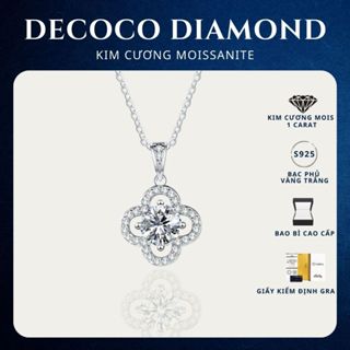  Dây chuyền nữ kim cương moissanite DECOCO kiểm định GRA bạc xi bạch kim Clover 