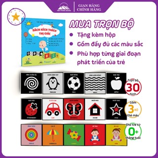 Sách - Thẻ Kích Thích Thị Giác Cho Bé - Bộ 3 Quyển Gấp Gọn Cho Trẻ Từ 0-3 Tuổi