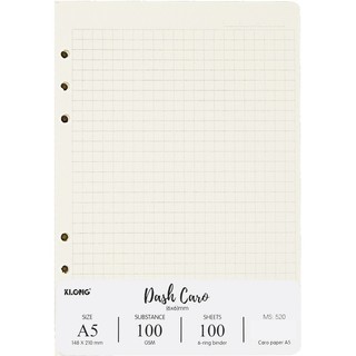  Ruột sổ còng Klong A5 caro nét đứt ô 6x6mm 100 tờ 100gsm hxgs giấy refill 200 trang A5 ms 520 