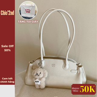 (Sẵn) Túi Xách Nữ Chio2nd Da Cao Cấp Mẫu Mới, Túi Trống Đeo Vai Nữ Kèm Charm Gấu Bông Đáng Yêu Hot 2025 S36