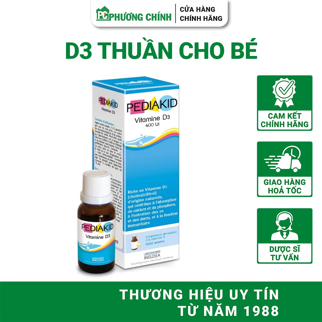Vitamin D3 Thuần Cho Trẻ Sơ Sinh Pediakid Vitamin D3 Giúp Xương Răng Chắc Khoẻ 20ml