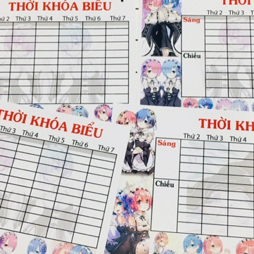 Thời khoá biểu anime ram Rem combo 3 tờ