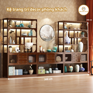  Kệ trang trí decor phòng khách làm vách ngăn kệ tivi decor phòng chất liệu gỗ tre bền đẹp cao 2m 
