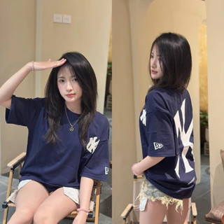 Áo Phông MLB xanh than Logo thêu xù ngực NEW 2025 chữ NY TO in sau lưng chất liệu cototn 2 chiều siêu hot hit Form rộng