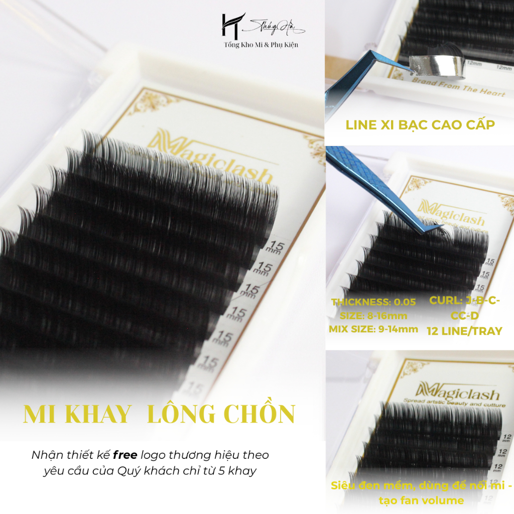 Mi khay Lông Chồn Cao Cấp, Dày 0.05, Cong J-B-C-CC-D 8-16mm Siêu mềm, nhẹ Lông Mi Magiclash Thúy Hà
