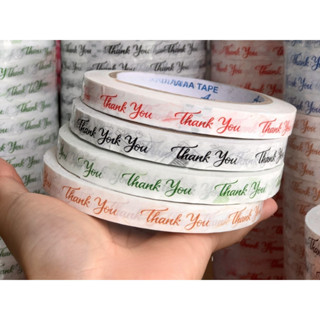 1 cuộn Băng keo in Thank You dán ly giấy, ly nhựa, ly café, ly trà sữa, chiều rộng 12mm, nhiều màu, nhiều mẫu mã