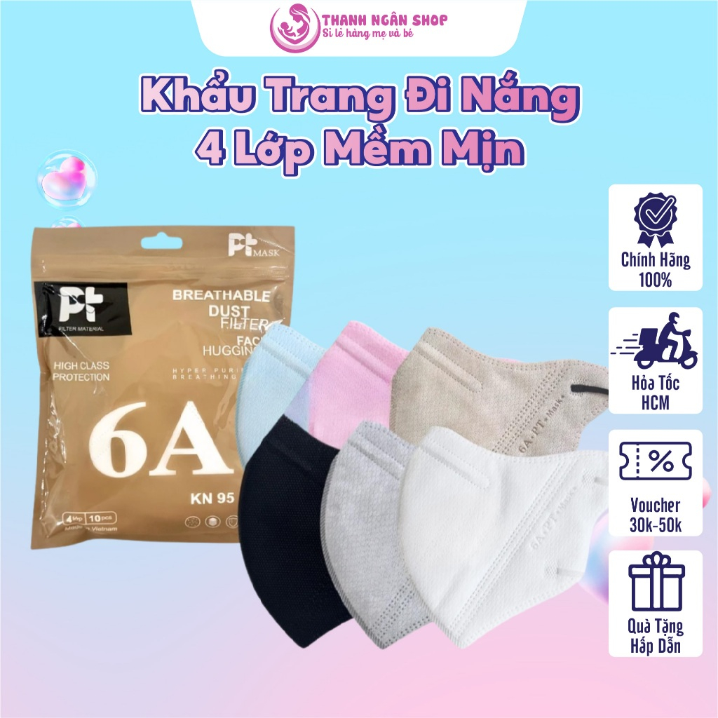 10 Túi Zip Khẩu Trang Chống Nắng 6A - Khẩu Trang Kháng Khuẩn Vải 4S - Khẩu Trang Size Vừa - Thanh Ng