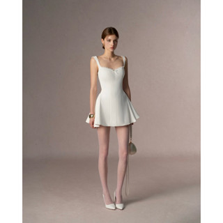  đầm hai dây bản to phối cổ ren - Alicia dress - RED BEAN 