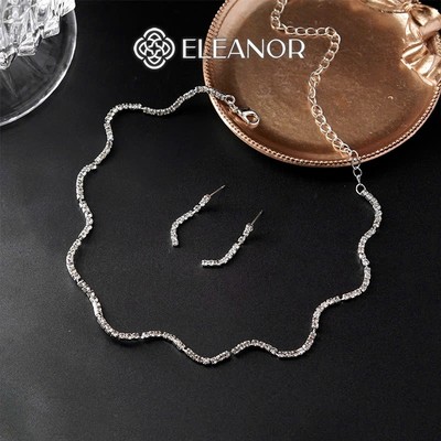Dây chuyền bông tai nữ Eleanor Accessories bộ trang sức đính đá gợn sóng phụ kiện trang sức 8266