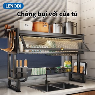 Kệ Để Chén Đĩa INOX Có Nắp Đậy Thông Minh Trên Bồn Rửa Bát, Kệ Tủ Nhà Bếp 2 Tầng