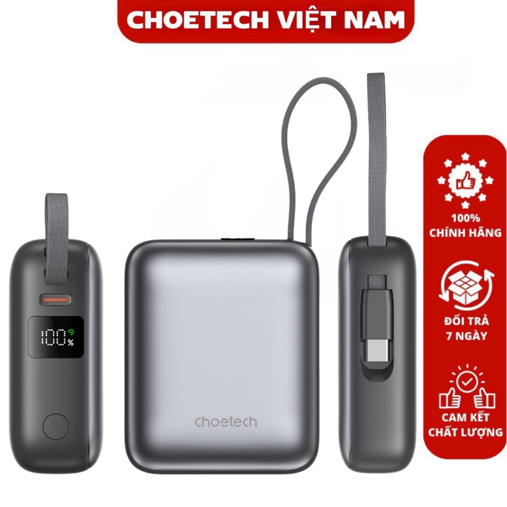 Pin dự phòng sạc nhanh 35W Choetech B832 tích hợp cáp sạc Type C (Hàng chính hãng)