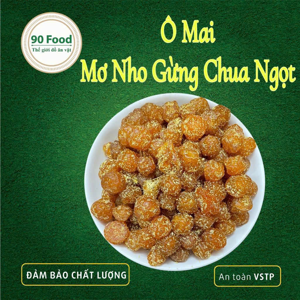 Ô mai Mơ Nho Gừng 90 Food túi zip 500G thơm ngon nhức nách
