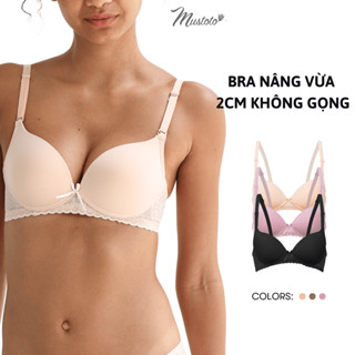 Áo Lót Mustoto Bra Không Gọng Nâng Vừa 2cm Phối Ren (MA55)