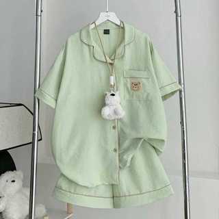   Premium  Set đồ bộ ngủ bộ ngủ mùa hè form rộng chất đũi Hàn mịn 100% cotton - Jemcloset - BINE - 8191 